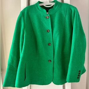 Green Women's Jacket with Back Peplum Florish